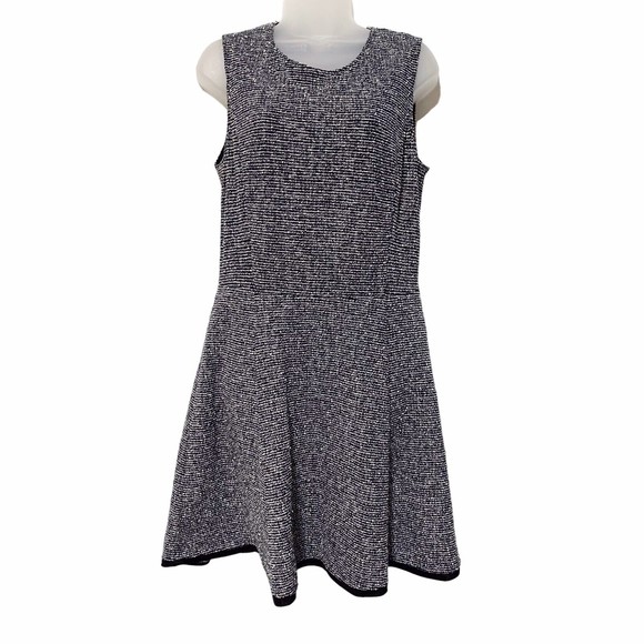 Theory Womens Sleeveless Black White Tweed Fit and Flare Dress Size 10 - Picture 1 of 11